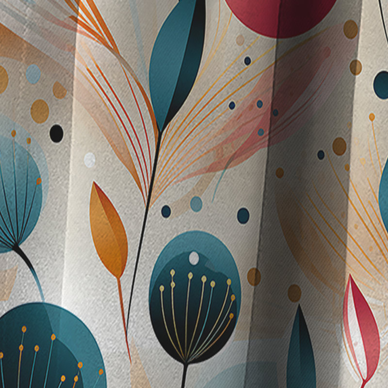 Motif floral de couleur pastel botanique - Rideau floral - Rideau occultant floral - 1 panneau, L 52 po x L 108 po
