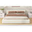 Élégant lit tapissier beige avec cadre en bois de bouleau durable, parfait pour les chambres modernes et traditionnelles-1821878491