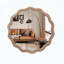 Miroir mural rond ondulé, cadre en bois festonné