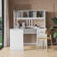 Bureau d'ordinateur à domicile avec huche, finition blanc antique