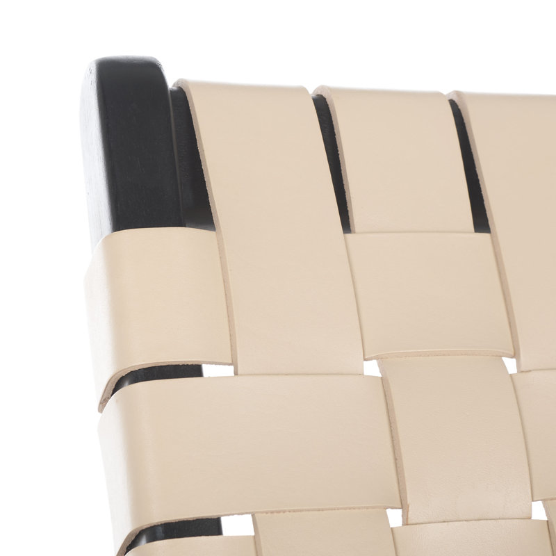 Fauteuil Kenan, Cuir véritable blanc, Noir, noir, noir, noir