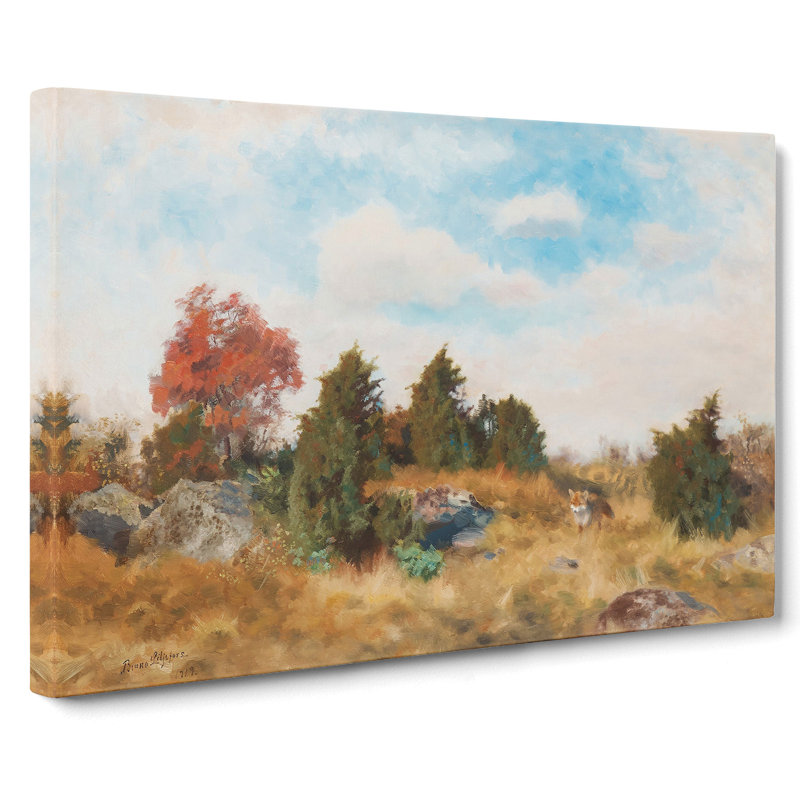 Fox In Autumn by Bruno Liljefors - Wrapped Canvas Painting, 40cm H x 60cm W x 3cm D