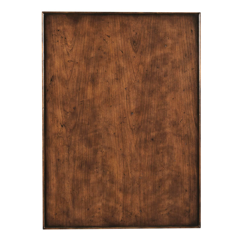 Distressed Bordeaux Cherry Veneer End Table with Storage