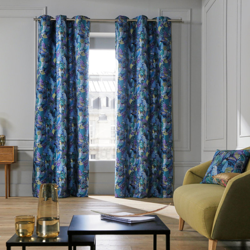 Room Darkening Curtains, Blue/Green