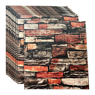 10 x 3 x 3 carreaux de brique autocollant mural papier peint panneau de mousse 13,8 x 15,2 po