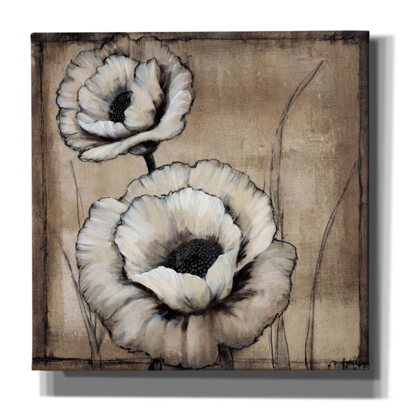 «Neutral Poppies II» par Tim O'toole, art mural sur toile, H 37 po x l 37 po x P 1,5 po