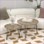 Ensemble de 2 tables basses gigognes ronds peu encombrantes, plateau en MDF brun Cadre en métal pour petits espaces-144986220