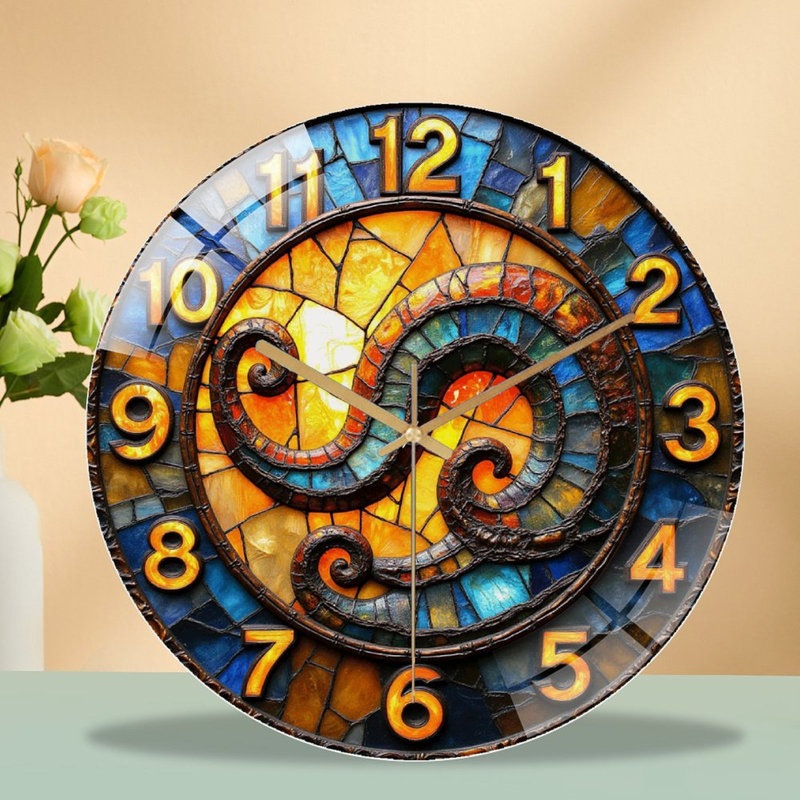 Horloge murale unique en verre coloré 12 po