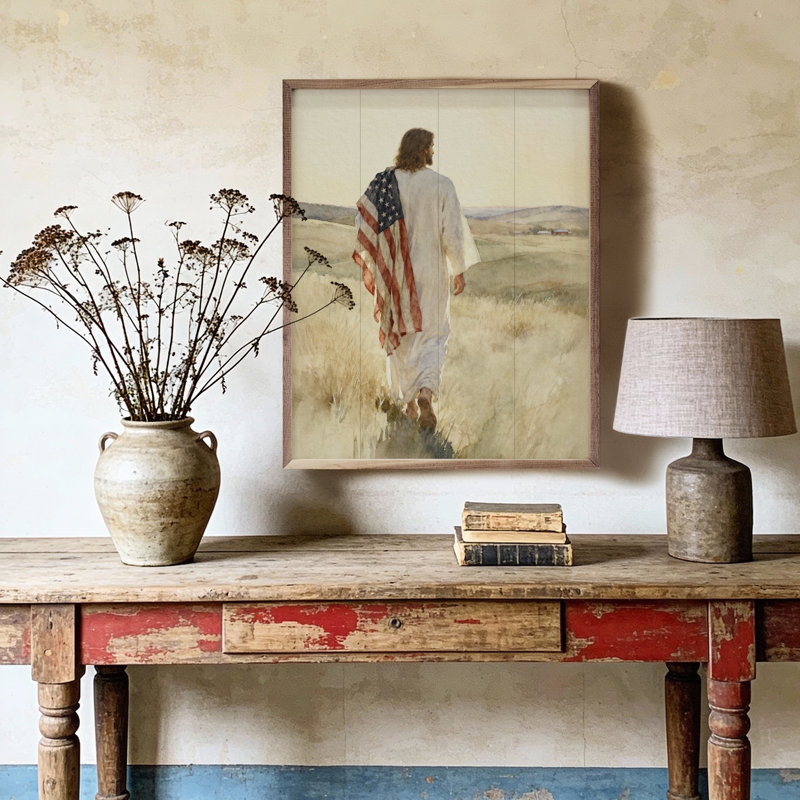 Jesus And The Flag, H 10 po x l 8 po