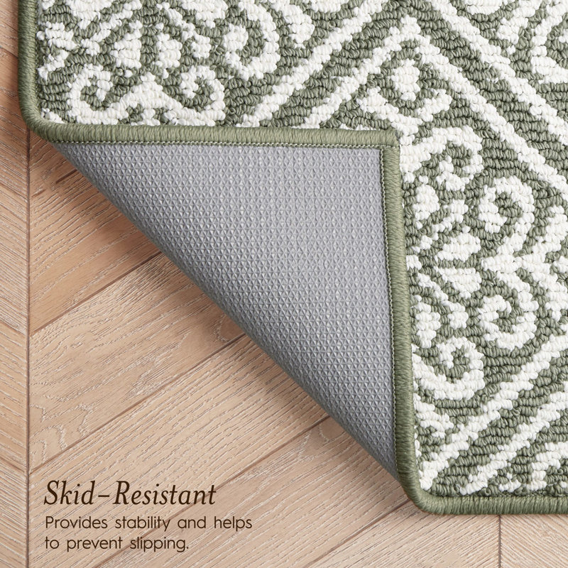 Austell Machine Woven Synthetic Geometric Area Rug, Green