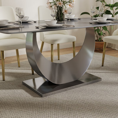 Ensemble de table de salle à manger en pierre frittée pour 6 personnes Aretzi