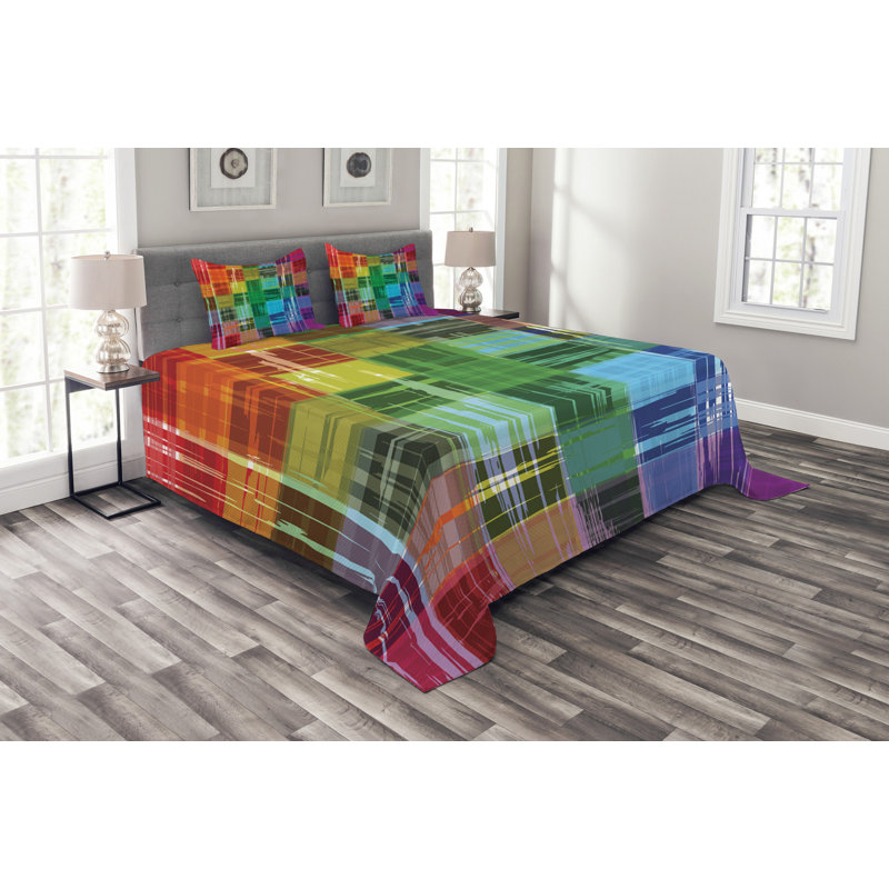 Adriell Multicolour Microfibre Bedspread Set, 220 x 220 cm Bedspread - 2 Shams