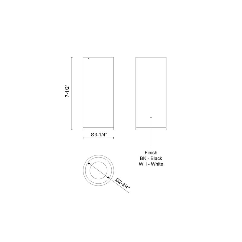 Lorna 1 - Light LED Flush Mount, Black, 14 W, 7.5" H x 3.25" W x 3.25" D