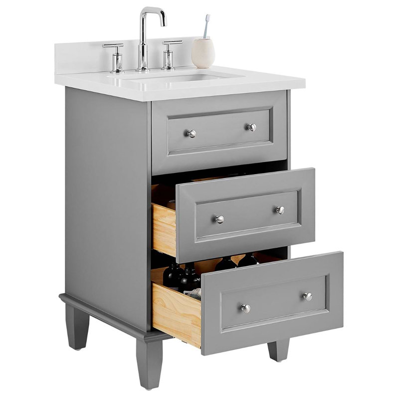 Nora 24" Freestanding Standard Single Bathroom Vanity with Top, Gray