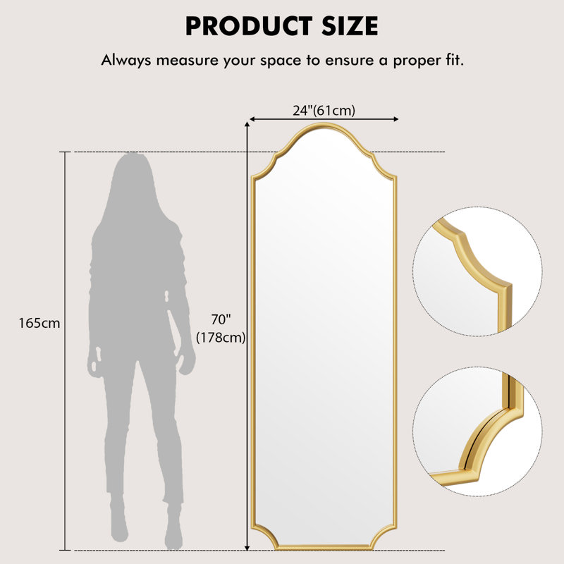 Metal Rectangle Mirror, Gold, 70" x 24"