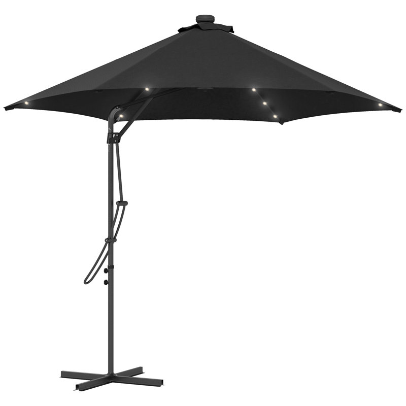 130cm Lighted Market Parasol, Black