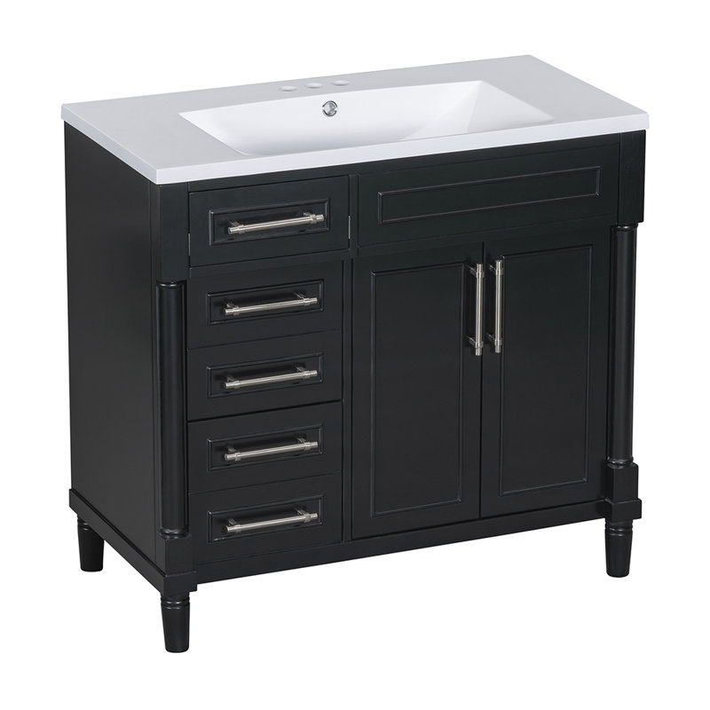 Meuble-lavabo simple 36,01 po avec plateau en bois manufacturé Donovon