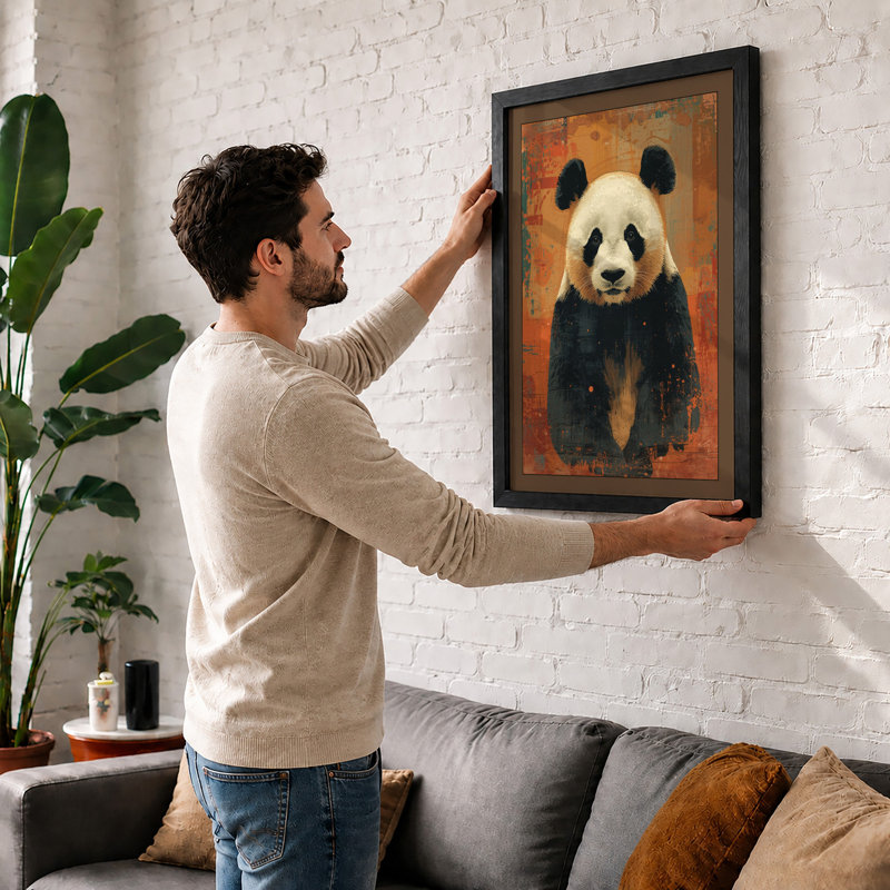 Panda Portrait Modern - Framed Print, A1 - 84.1 x 59.4 cm, Black