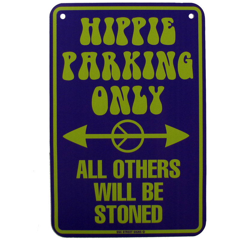 Enseigne hippies rétro en pierre hippie