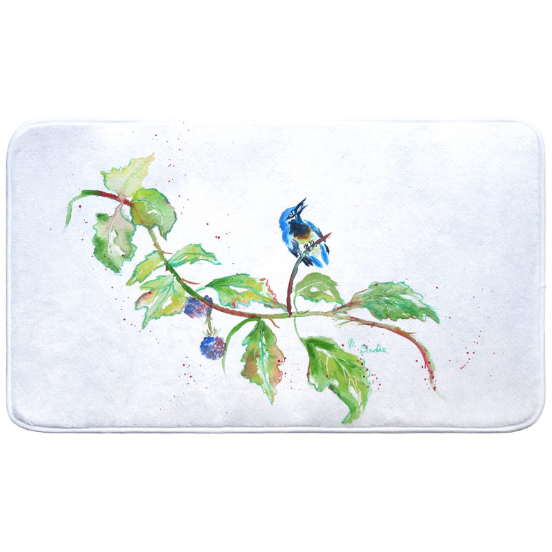Tapis de bain oiseaux et mûres, L 30 po x l 18 po