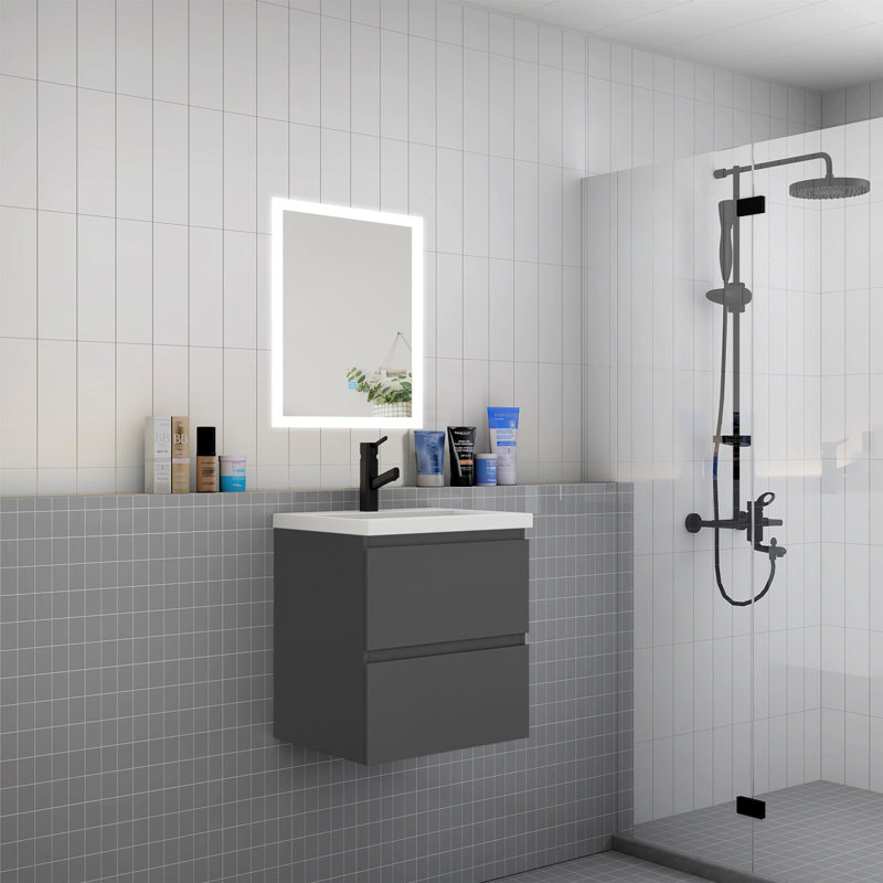 Corelle 500mm Single Bathroom Vanity with Drop In Ceramic Basin, Black