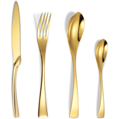 24-Piece Stainless Steel Flatware Set For 6, 18/10 Heavy Duty Cutlery Set With Standing Knife Design, Mirror Polished Dishwasher Safe Silverware Set