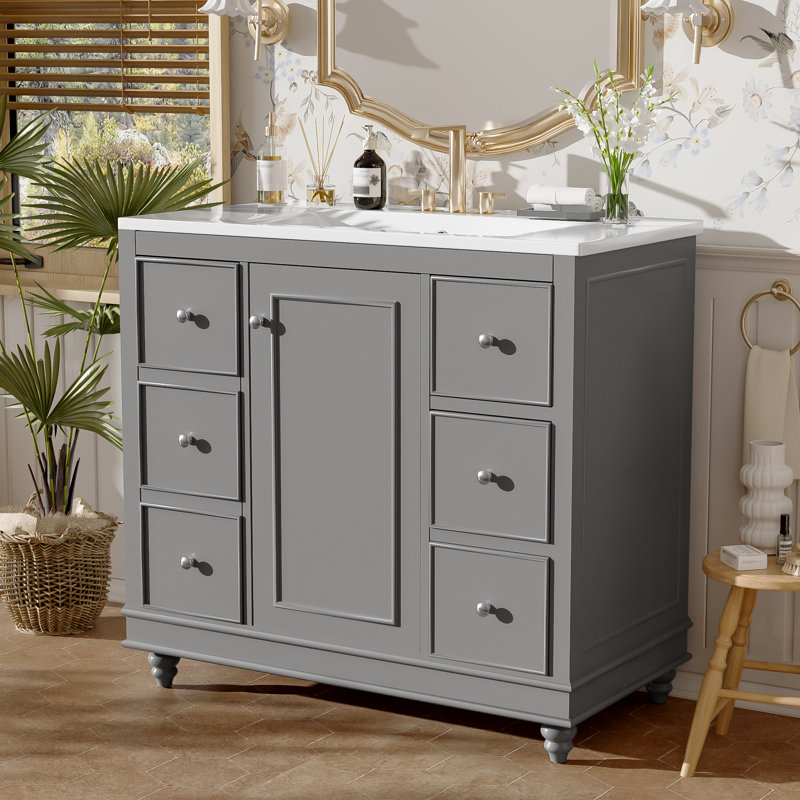 Ensemble de meuble-lavabo simple 36 po Debie, Gris