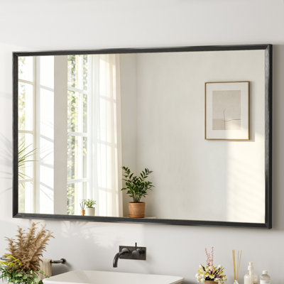 Bathroom Vanity Mirror with Beveled Edge, Tempered Glass Wall Mirror with Rust-Resistant Aluminum Frame for Over Sink, Bedroom, Entryway