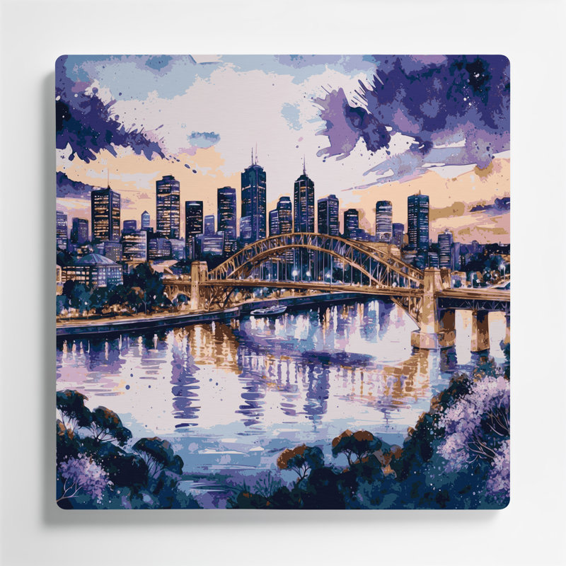 Cities Brisbane Australia Grey Metal Wall Art, 12" H x 12" W