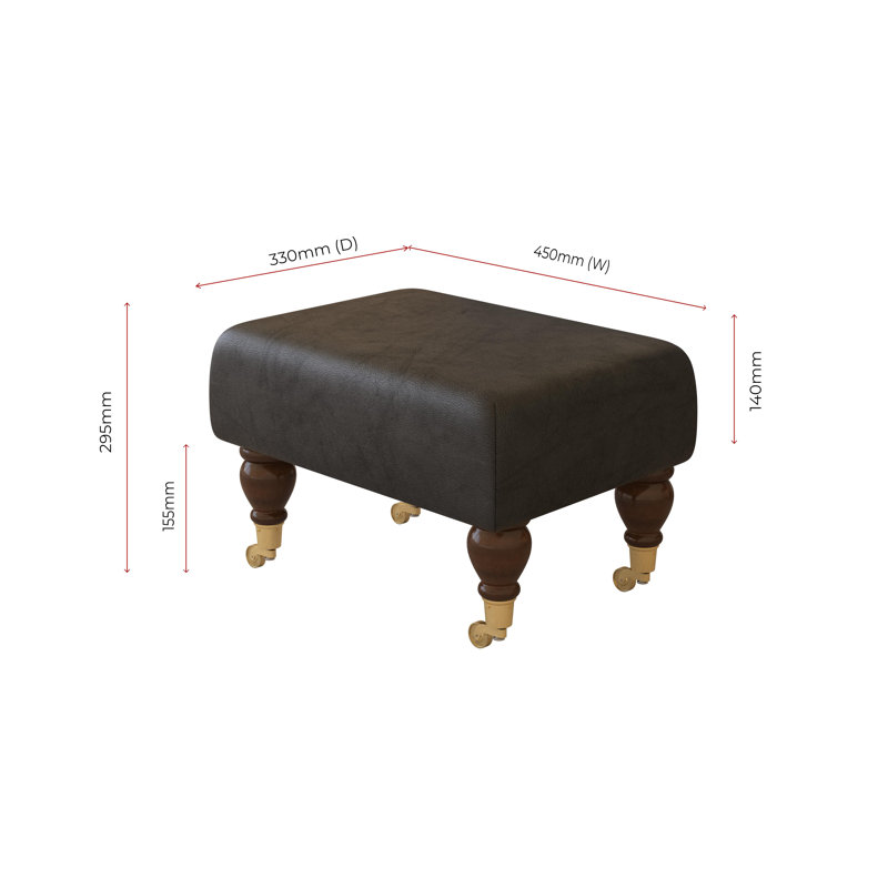 Collado Wood Caster Leg, Mahogany, Black, Italian Leather