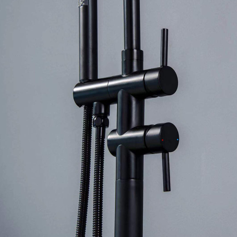 304 Stainless Steel Freestanding Tub Faucet With Handheld Shower, Matte Black
