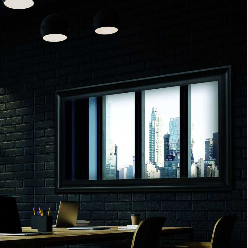 Cuff Plastic Flat Mirror, 61.6 cm H x 81.6 cm W, Graphite