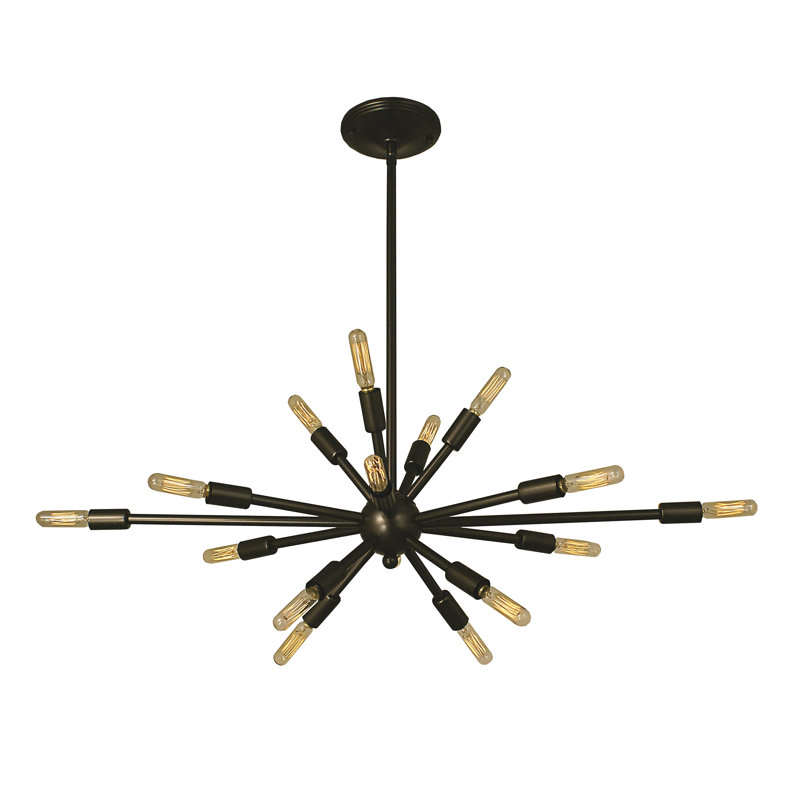 Lustre de sphère spoutnik 16 lumières Frizzell, Bronze acajou