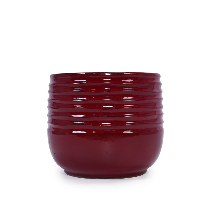 3 Pieces Bean Paste Red Planter, Ceramic Material, All-Weather Durability, Versatile Placement, 14.47" X 11.93", 43.12 Lbs Flowerpot, Modern Planter For Patio, Garden, Windowsills - Frost-, Heat-,