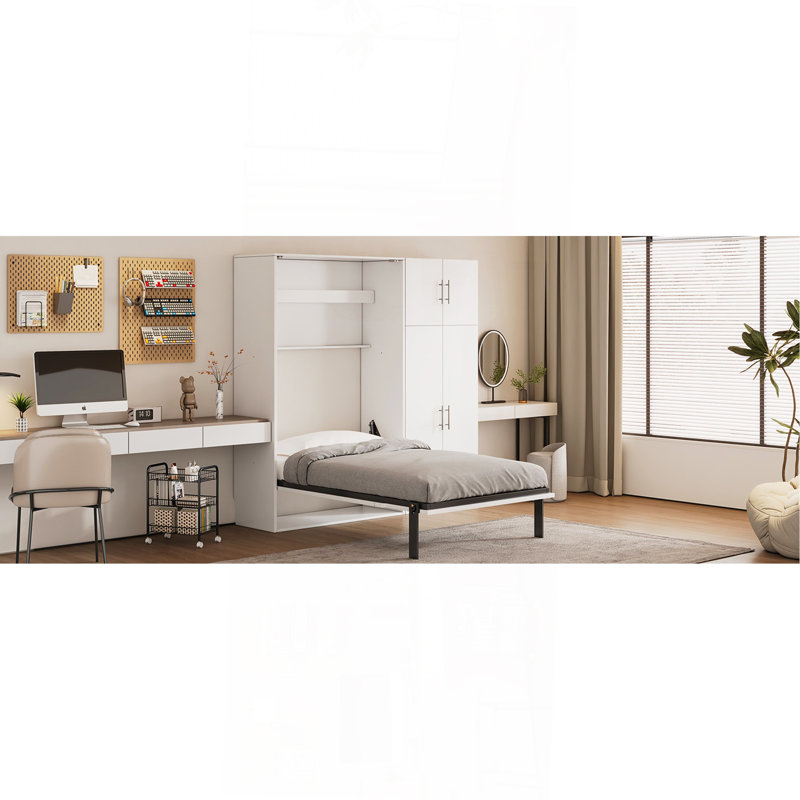 Lit escamotable simple avec casiers et armoires