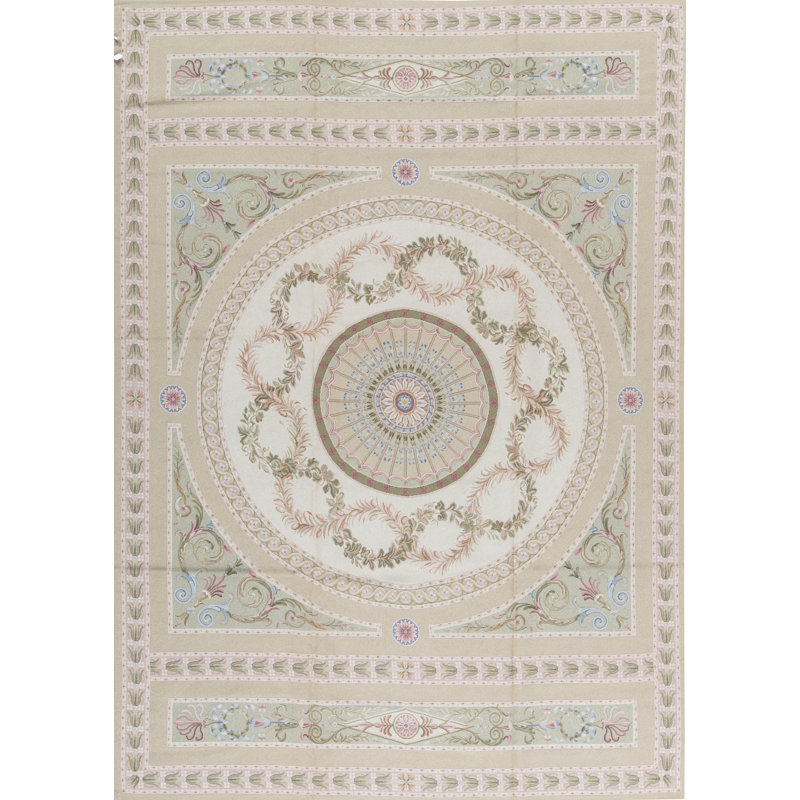Tapis ivoire et beige noué à la main de haute qualité