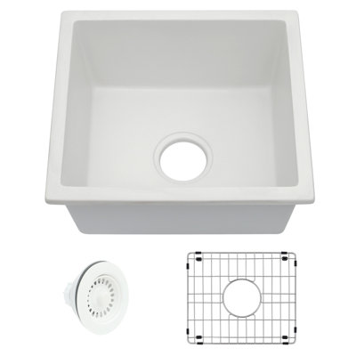  18' L X 16''W Undermount Single Bowl White Granite Composite Kitchen Sink