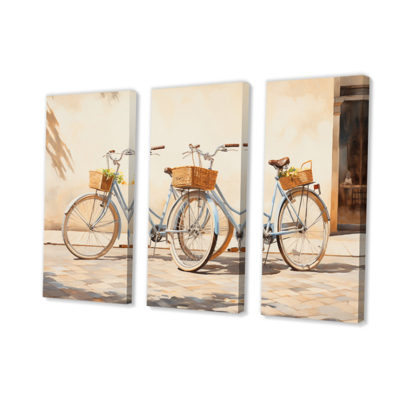 «Bicycle Peaceful Rides I» sur toile, reproduction de 3 pièces, H 28 po x l 36 po x P 1 po