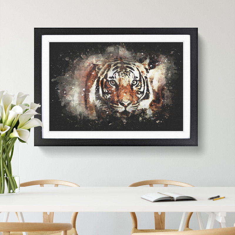 Tiger - Framed Print, 62cm H x 87cm W x 2cm D, Black Framed