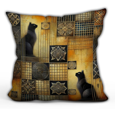 Two Black Cats Throw Pillow