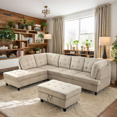 Canapé modulaire rembourré de 112 po avec repose-pieds Boud