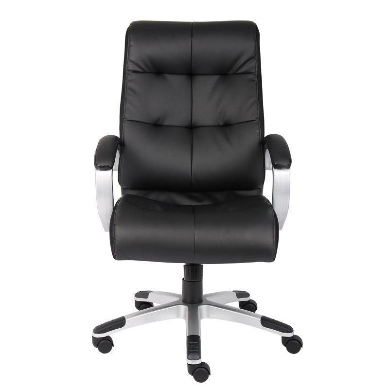 Black High Back Executive Swivel Chair with Fixed Arms