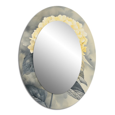 Miroir mural jaune doux Soft Hydrangea Flowers II - Yellow