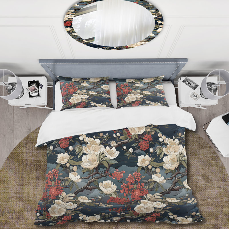 Eastern Tea Retreat - Ensemble de housse de couette japonaise, Housse de couette pour très grand lit et 2 très