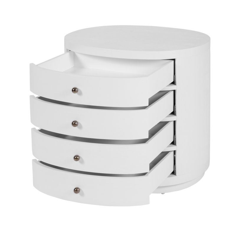 Table de chevet 4 tiroirs Celine, Blanc texturé