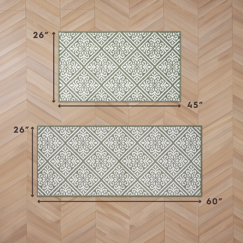 Austell Machine Woven Synthetic Geometric Area Rug, Green