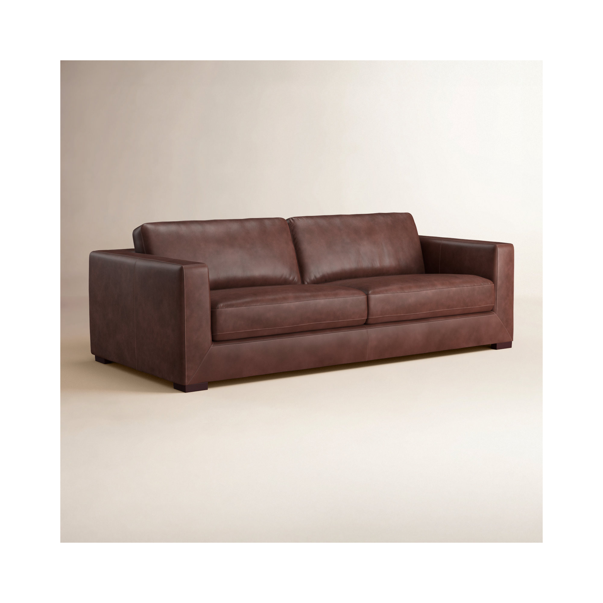 Winsor 91'' Genuine Leather Sofa, Vintage Tobacco Top Grain Leather