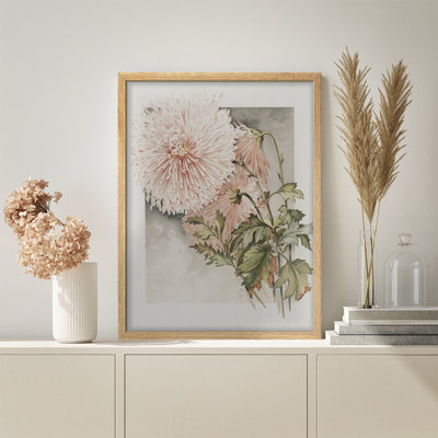 "Fleurs de chrysanthème, œuvre d'art rustique, affiches encadrées, petit art mural de salle de bain"