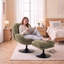 Upholstered Chenille Swivel Lounge Chair With Footstool-926964007
