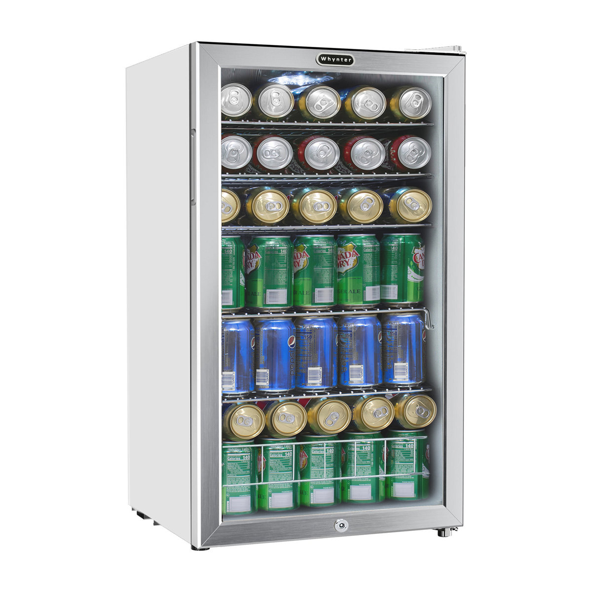 Whynter - 127 Can Freestanding Beverage Refrigerator cooler with Lock - Stainless Steel | Fridge.com